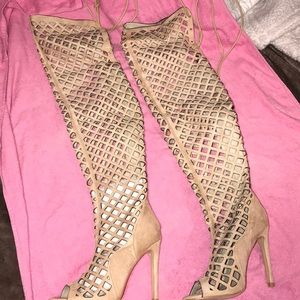 Thigh High Netted Heels